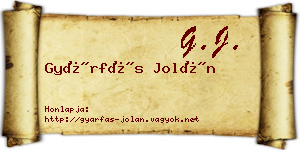 Gyárfás Jolán névjegykártya